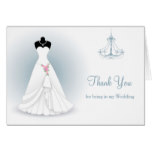 Wedding dress, chandelier on blue gray Thank You Card
