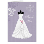 Wedding dress, chandelier on lavender Thank You Card
