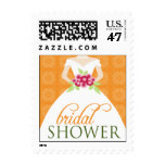 Wedding Gown Bridal Shower Invite Stamp (orange)