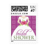 Wedding Gown Bridal Shower Invite Stamp (purple)