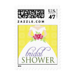 Wedding Gown Bridal Shower Invite Stamp (yellow)