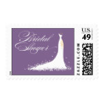 Wedding Gown Bridal Shower Stamp (purple)