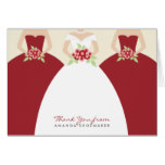 Wedding Gown Bridal Shower Thank You Card (red)