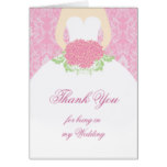 Wedding gown, damask, flowers Wedding Thank you Card
