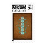 Western Rustic Brown & Turquoise Bridal SHOWER Postage Stamp