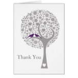 whimsy tree purple lovebirds mod wedding Thank You Card