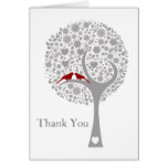 whimsy tree red lovebirds mod wedding Thank You Card