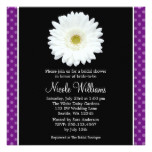 White Gerbera Daisy Purple Polka Dot Bridal Shower Card