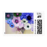 WHITE PINK BLUE ROSES AND ANEMONE FLOWERS POSTAGE
