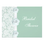 White Roses & Lace Mint Green Bridal Shower Card