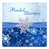 White, silver, blue snowflakes Bridal Shower Card