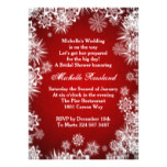 White snowflakes on red winter Bridal Shower Card
