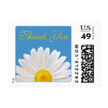 White Yellow Daisy Blue Wedding Thank You Stamp