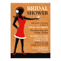 Winter Girl Red Dress Orange Bridal Shower Card