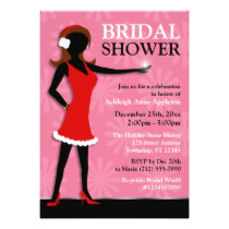 Winter Girl Red Dress Pink Bridal Shower Card