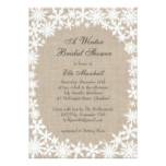 Winter Lace on Burlap Bridal Shower Invitation