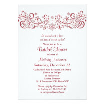 Winter Snowflake Floral Red White Bridal Shower Card