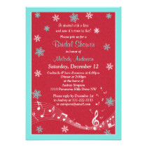 Winter Snowflake Turquoise Red White Bridal Shower Card