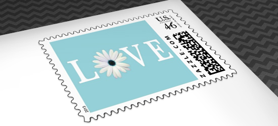 Blue Bridal Shower Postage Stamps