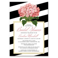 Bridal Shower Invitations - Modern Stripes & Hydrangeas