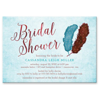 Bridal Shower Invitations - Painted Watercolor Feathers