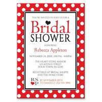 Bridal Shower Invitations - Polka Dot Red and White