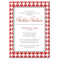 Bridal Shower Invitations - Red and White Houndstooth