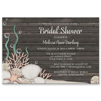Bridal Shower Invitations - Rustic Beach and Wood