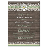Bridal Shower Invitations - Wood and Lace Green