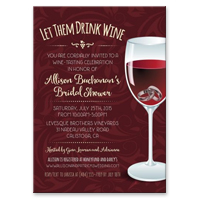 Bridal Wedding Shower Invitation - Rings in a Wine Glass