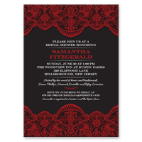 Bridal Wedding Shower invitation - Sheer Red Lace