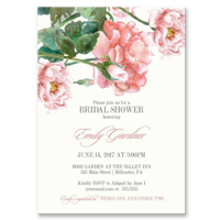 Elegant Bridal Shower Invites Hand Painted Watercolor Roses Blush Pink