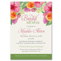 Floral Bridal Shower Invitations Hand Painted Watercolor Flowers