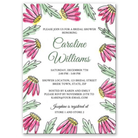 Garden bridal shower invitation with pretty pink water color flowers