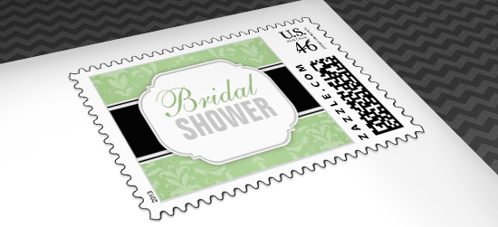 Green Bridal Shower Postage Stamps