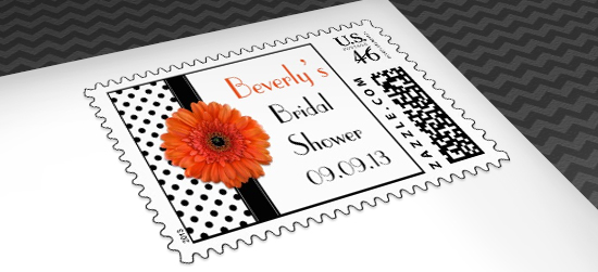 Orange Bridal Shower Postage Stamps