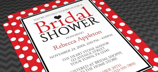 Polka Dot Bridal Shower Invitations - Red and White