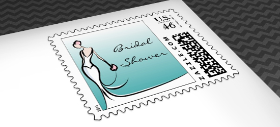 Turquoise and Teal Bridal Shower Postage Stamps