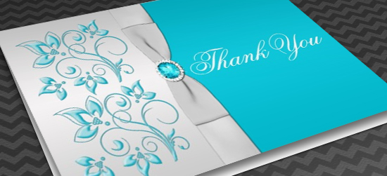 Turquoise and Teal Thank You Cards