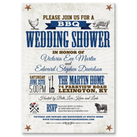 Wedding Bridal Shower invitation - Rustic BBQ Wedding Blue Brown