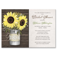 Bridal Shower Invitations - Rustic Burlap & Lace Tin Can Sunflower