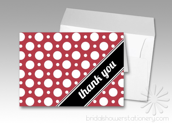 Cafe Merlot Red Assorted Polka Dot Thank You Cards