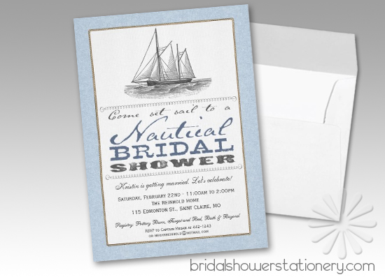 Sailboat Nautical Bridal Shower Invitations