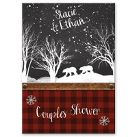Couples or Bridal Shower Invitation - Chalkboard Rustic Plaid Bears Snow