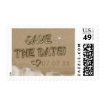Writing in sand Heart SAVE THE DATE Stamp Postage