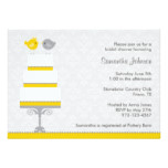 Yellow and Grey Love Birds Bridal Shower Invitatio Card