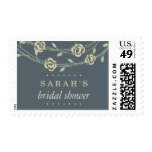 Yellow and Sage Green Floral Wreath Bridal Shower Postage Stamp