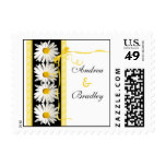 Yellow Black White Daisies Wedding Postage