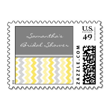 Yellow Chevron Bridal Shower Wedding Stamps