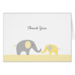 Yellow Chevron Elephant Thank You Cards
